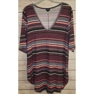 Torrid Striped Super Soft V-Neck Tee Size 3X